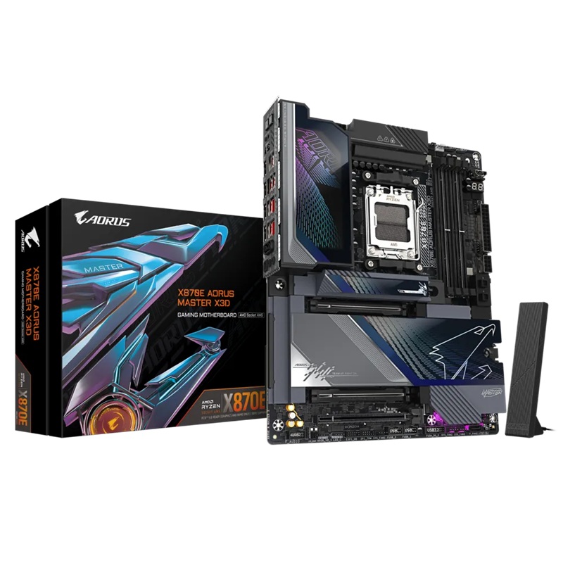  X870E AORUS MASTER X3D AM5 DDR5 256GB USB4 Wi-Fi7 BT5.4 10GbE+5GbE PCIe5 M.2 PCIe5/4 HDMI ALC1220 ES9118 ATX 30.5��24.4cm  